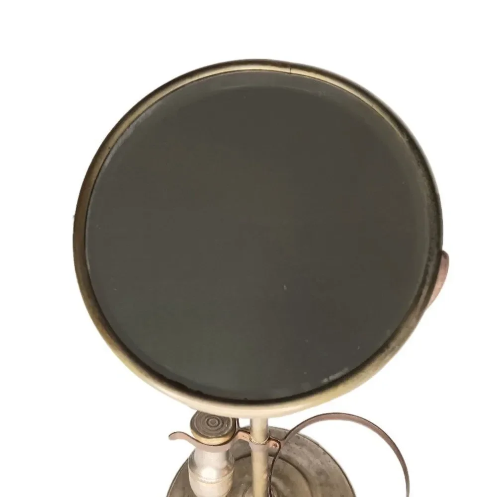 Vintage Vanity Shaving Mirror Stand with Brush and Cup Holder Metal Gold Color